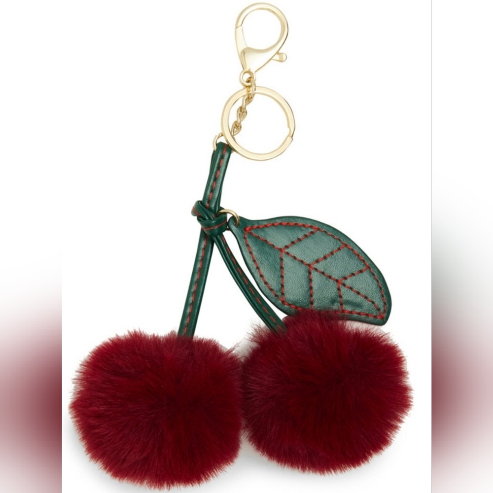NWT Madden Girl Plush Cherry Pom Pom Purse Fob